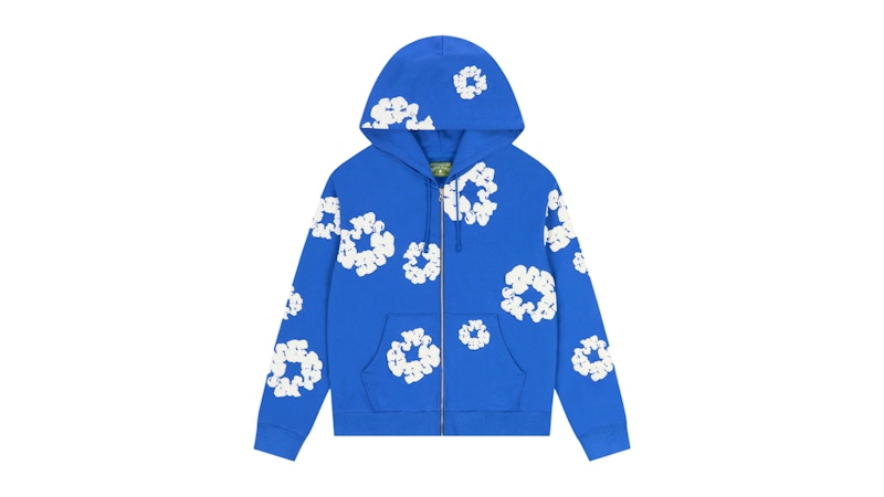 Denim Tears Cotton Wreath Zip Hoodie Blue