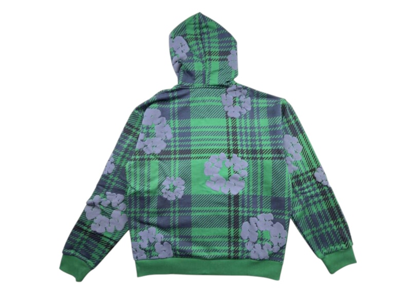 Denim Tears Plaid Cotton Wreath Zip Hoodie Green