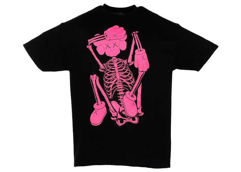 KAWS SKELETON NEW FICTION T-shirt Pink