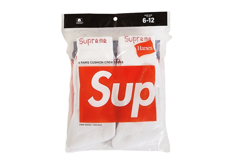 Supreme Hanes Crew Socks (4 Pack) White