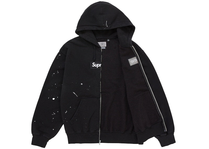 Supreme MM6 Maison Margiela Box Logo Zip Up Hooded Sweatshirt Black