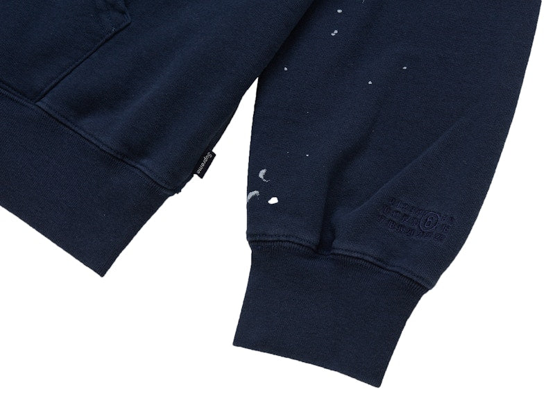 Supreme MM6 Maison Margiela Box Logo Zip Up Hooded Sweatshirt Navy